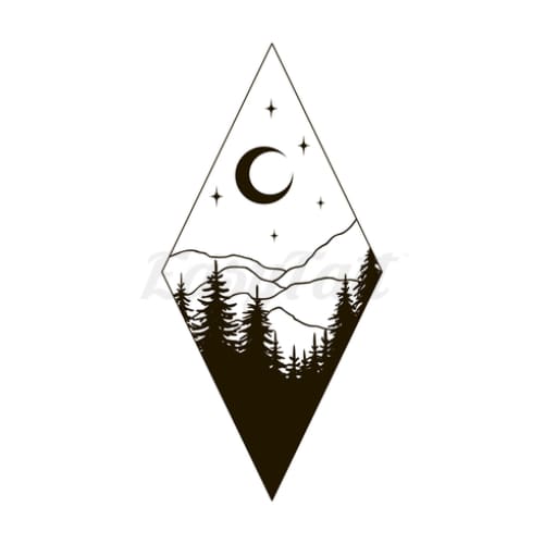 Moon Above the Forest - Temporary Tattoo