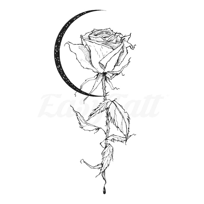 Moon Rose - Temporary Tattoo