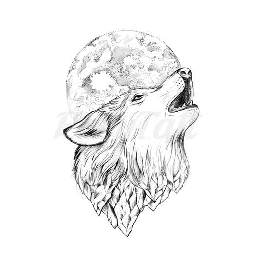 Moon Wolf - Temporary Tattoo