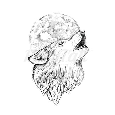 Moon Wolf - Temporary Tattoo