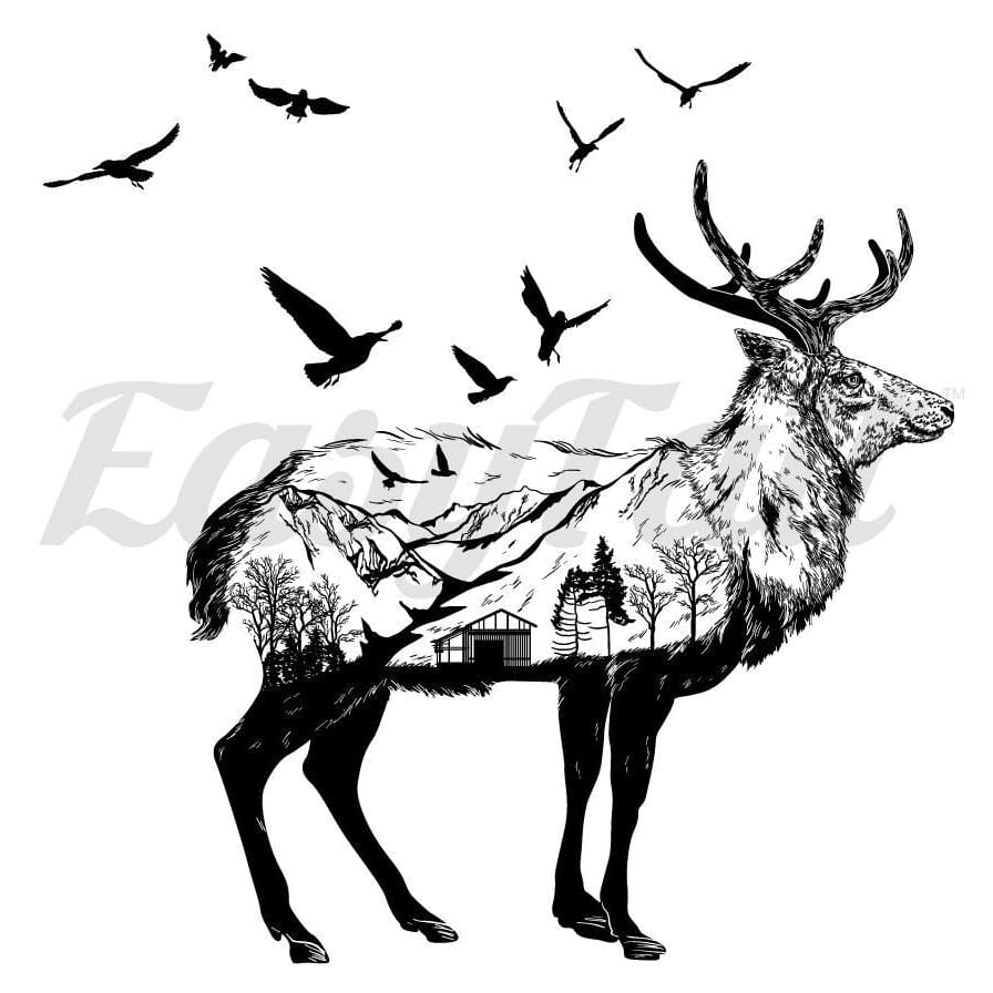 Moose and Nature - Temporary Tattoo