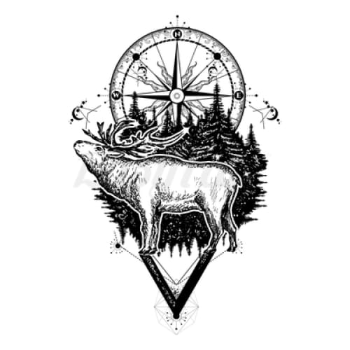 Moose Compass - Temporary Tattoo