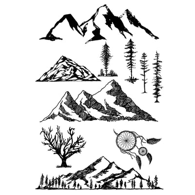 Mountains and Dreamcatcher Set - Temporary Tattoo