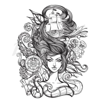 Nautical Woman - Temporary Tattoo