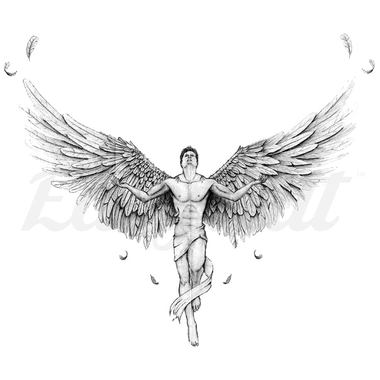 Near Naked Angel - Temporary Tattoo