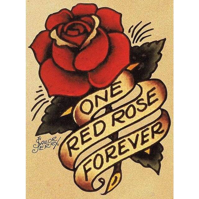 One Red Rose Forever - Sailor Jerry - Temporary Tattoo
