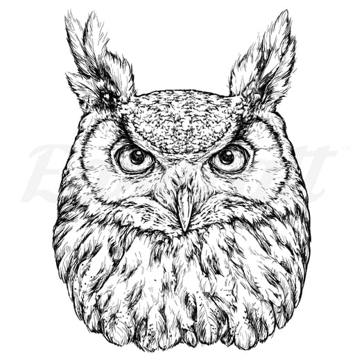 Owl Head - Temporary Tattoo