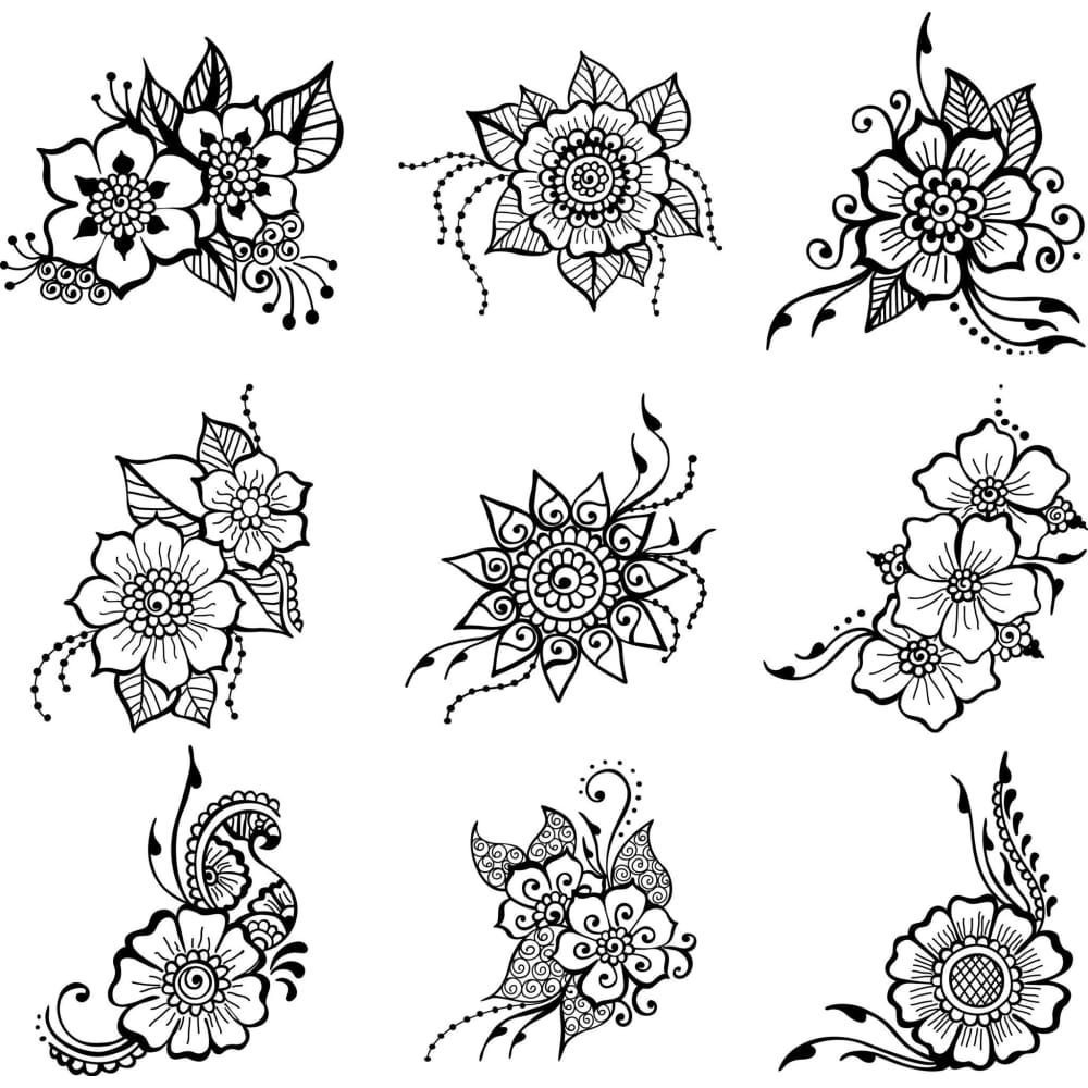 Patterned Flower Pack - Temporary Tattoo
