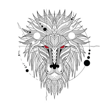 Patterned Lion - Temporary Tattoo