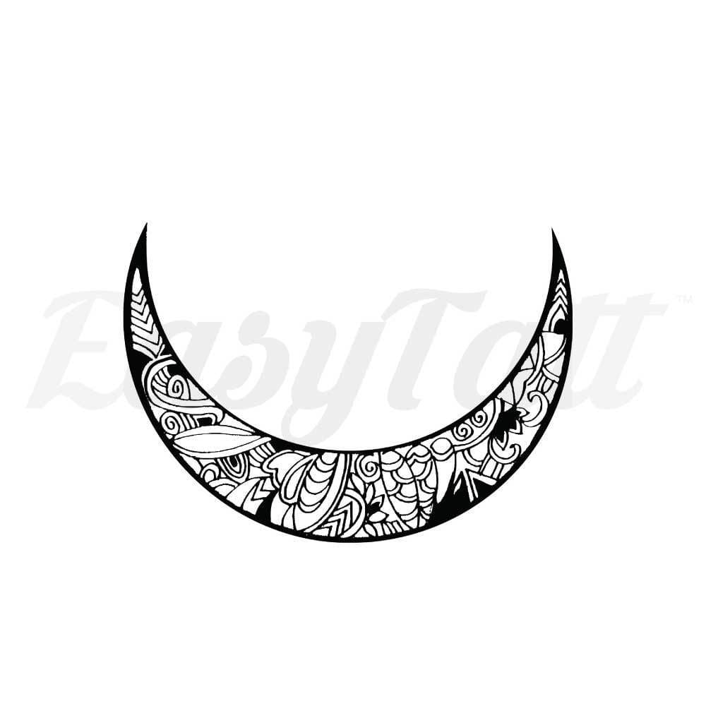 Patterned Moon Crest - By Jen - Temporary Tattoo