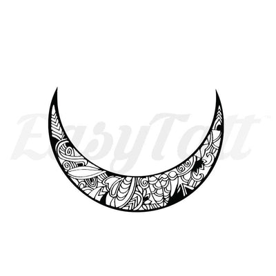 Patterned Moon Crest - By Jen - Temporary Tattoo