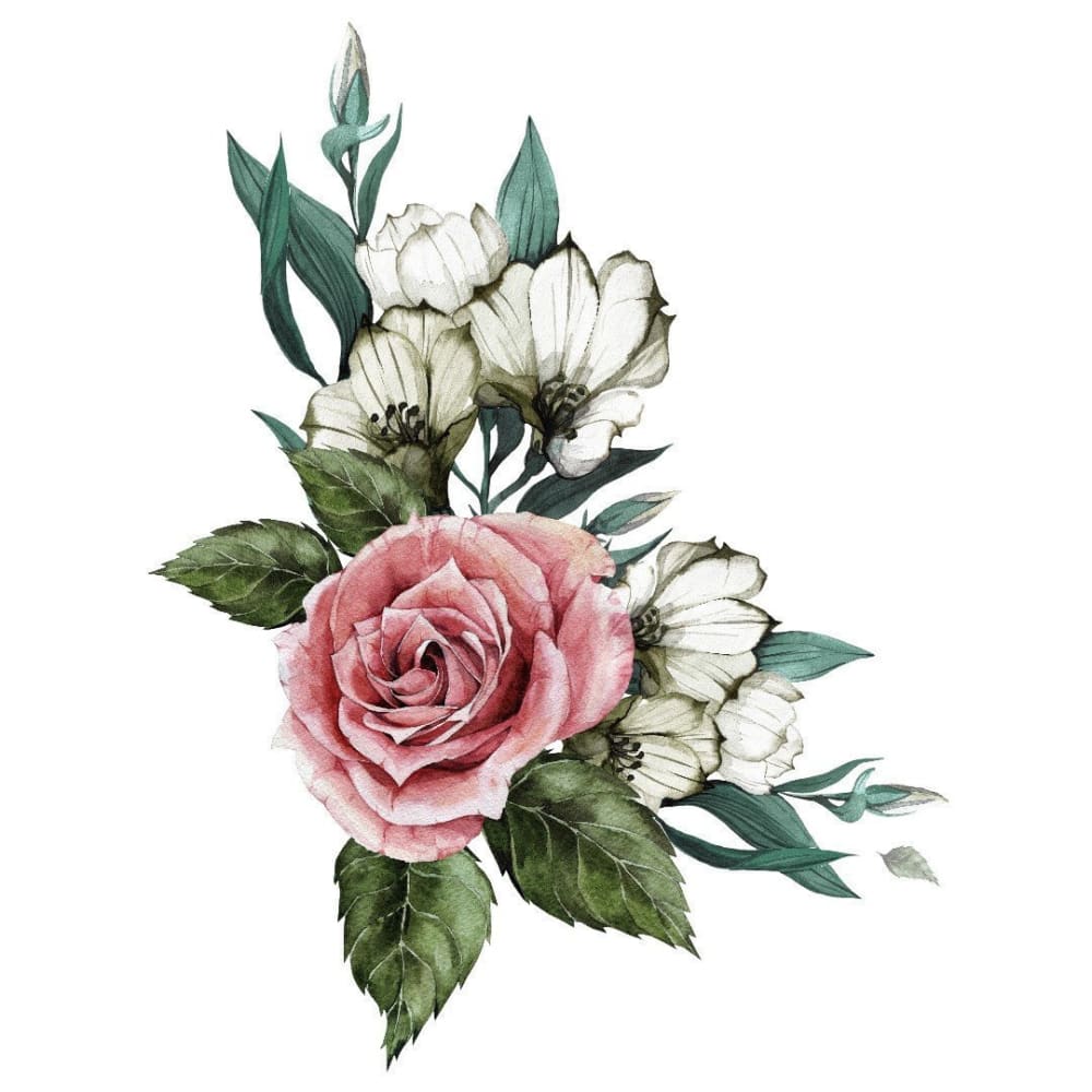 Pink Rose - Temporary Tattoo