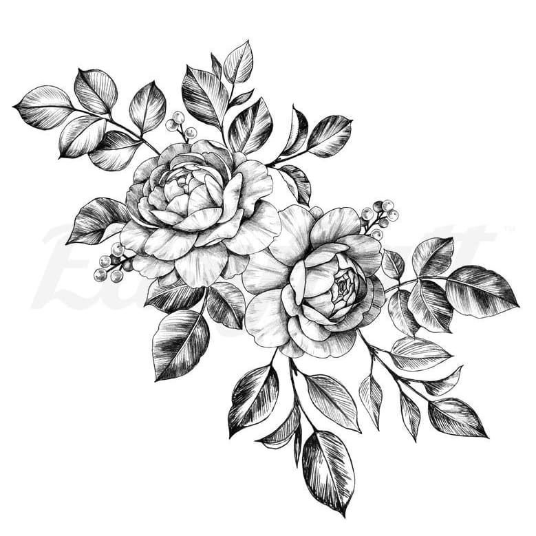 Rose Branch Temporary Tattoo | EasyTatt™