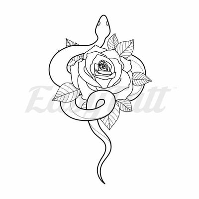 Rose Snake - Temporary Tattoo