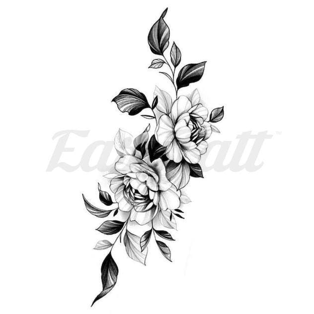 Roses and Leaves - Temporary Tattoo