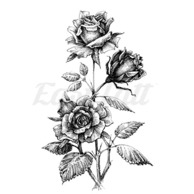 Roses on Stems - Temporary Tattoo