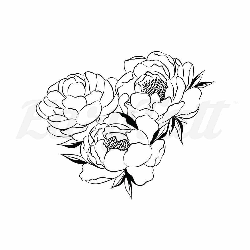 Roses Outline - By Eastern Cloud - Temporary Tattoo