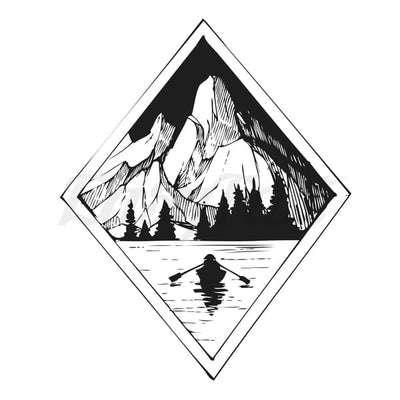 Row Boat Mountain - Temporary Tattoo