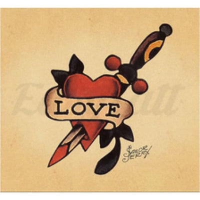 Sailor Jerry Heart and Dagger - Temporary Tattoo