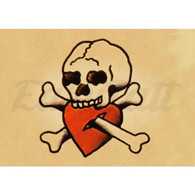 Sailor Jerry Skull and Heart - Temporary Tattoo