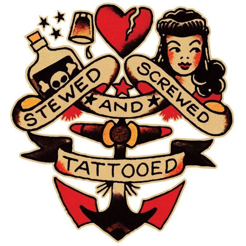 Sailor Jerry Stewed and Screwed - Temporary Tattoo