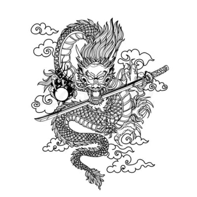 Samurai Dragon - Temporary Tattoo