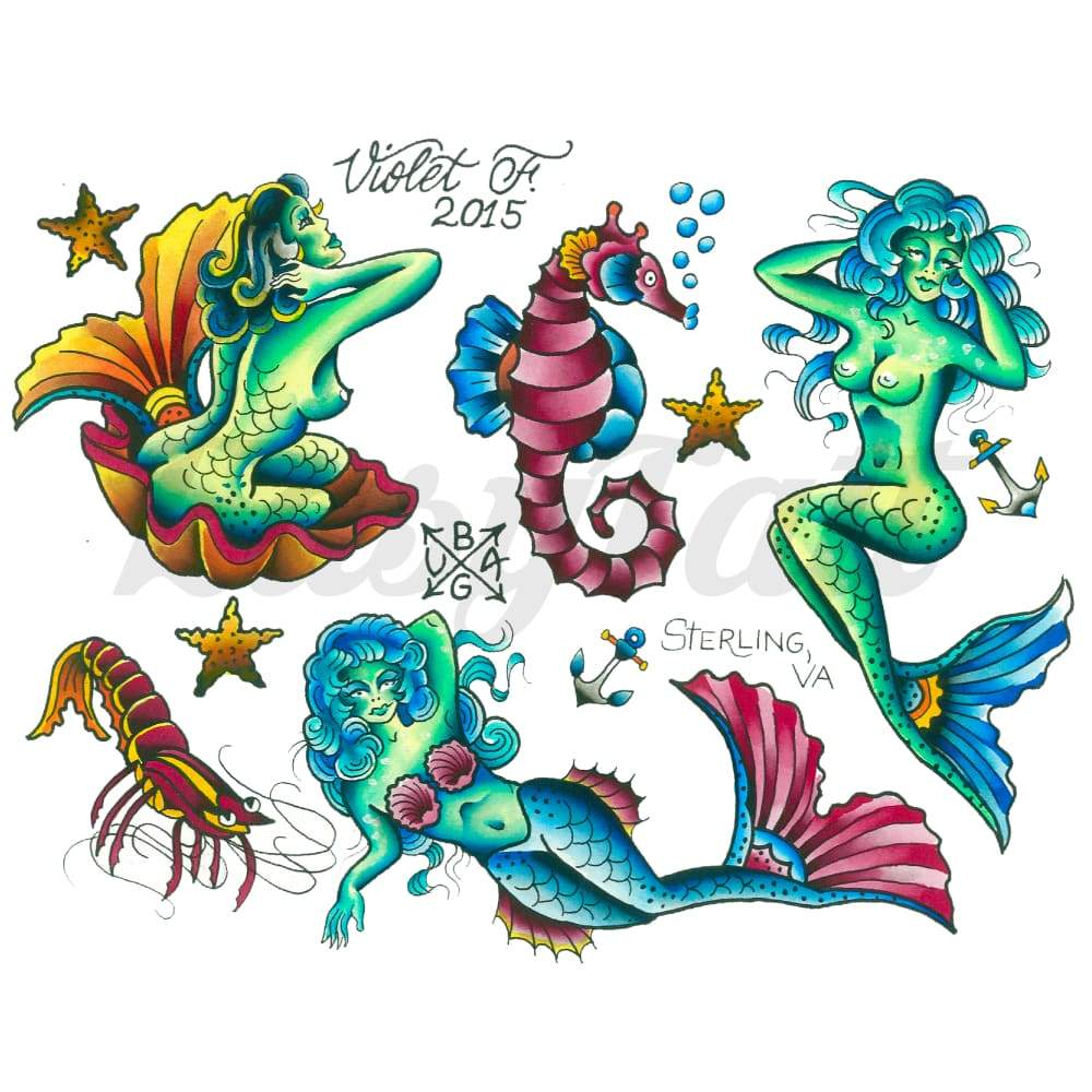 Sea Goddess - By Violet Fivel - Temporary Tattoo