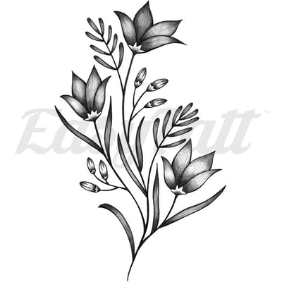 Shaded Flowers - Temporary Tattoo