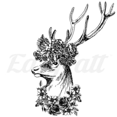 Side Facing Deer - Temporary Tattoo