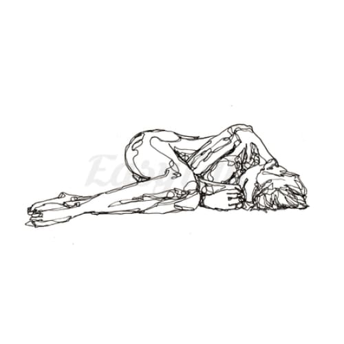 Sketch of Woman in Fetal Position - Temporary Tattoo
