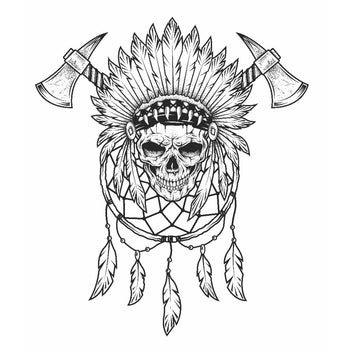 Skull and Axes - Temporary Tattoo