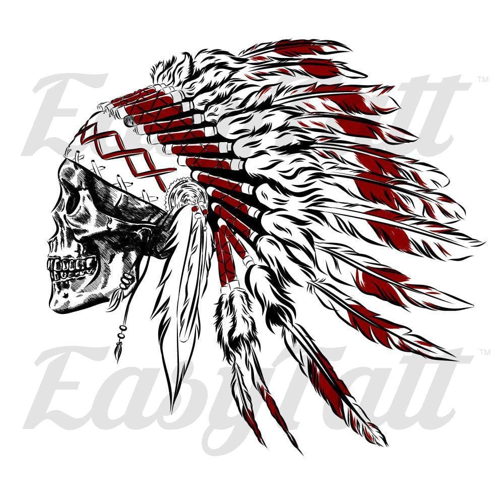 Skull and Headdress - Temporary Tattoo