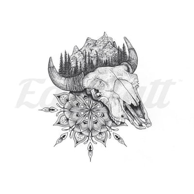 Skull and Nature - Temporary Tattoo