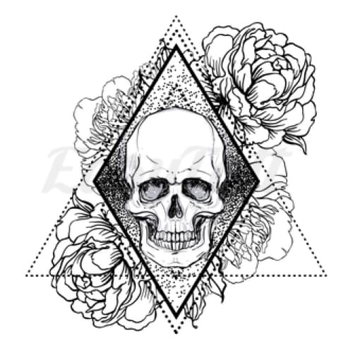 Skull and Roses - Temporary Tattoo