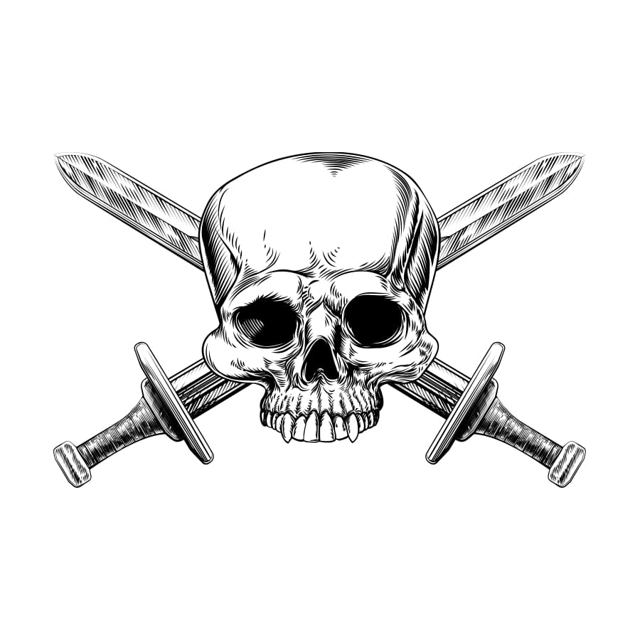 Skull and Swords - Temporary Tattoo