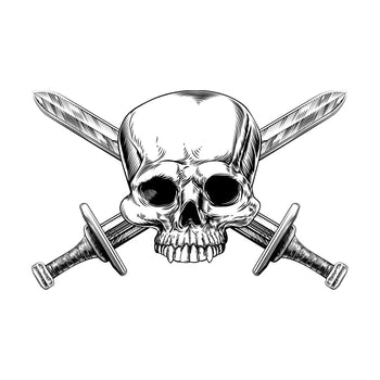 Skull and Swords - Temporary Tattoo