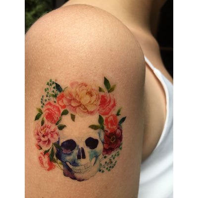 Skull & Roses - Temporary Tattoo