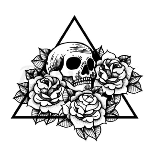 Skull Roses Triangle - Temporary Tattoo