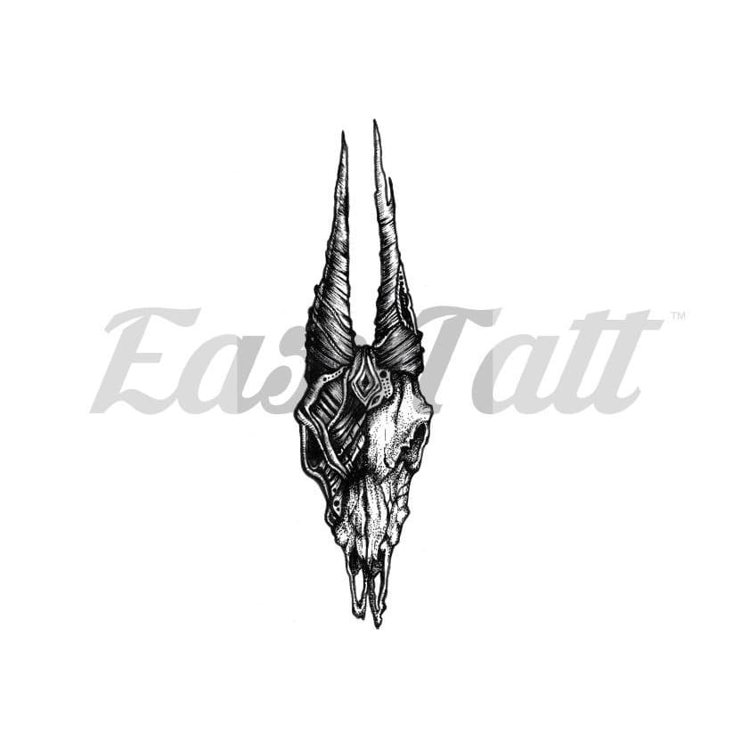 Skull with Horns - By Alexandra Yarushina - Temporary Tattoo