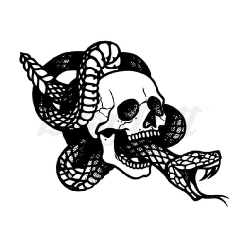 Snake and Skull - Temporary Tattoo