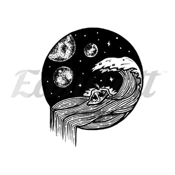 Space Surfer - By Alexandra Yarushina - Temporary Tattoo