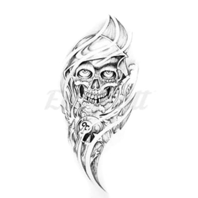 Staring Hooded Skull - Temporary Tattoo