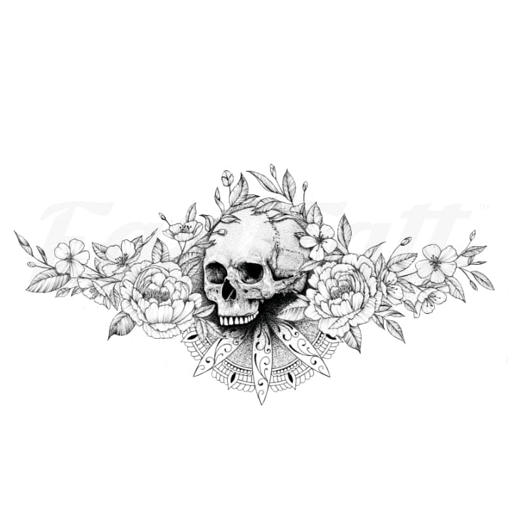 Sternum Skull - Temporary Tattoo