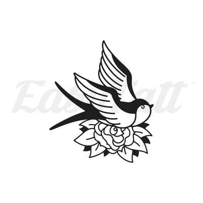 Swallow and Rose - Temporary Tattoo