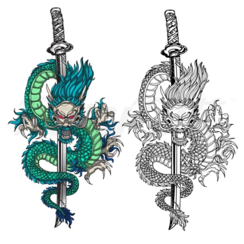 Sword Dragons - Temporary Tattoo
