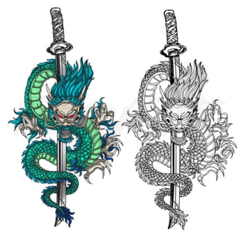 Sword Dragons - Temporary Tattoo