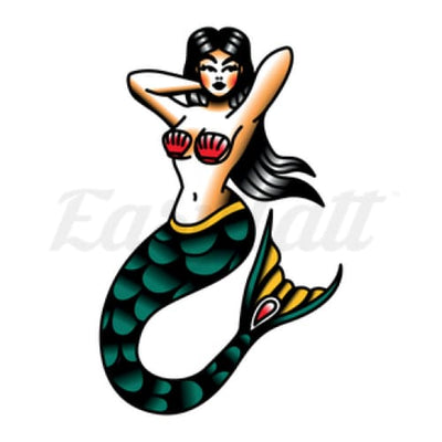 Traditional Mermaid - Temporary Tattoo