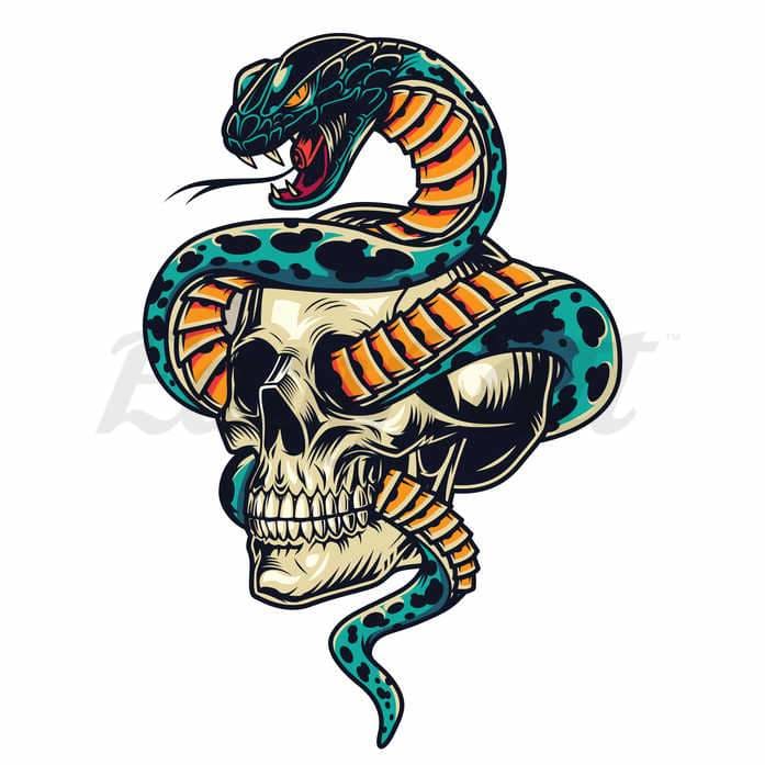 Traditional Snake Skull - Temporary Tattoo