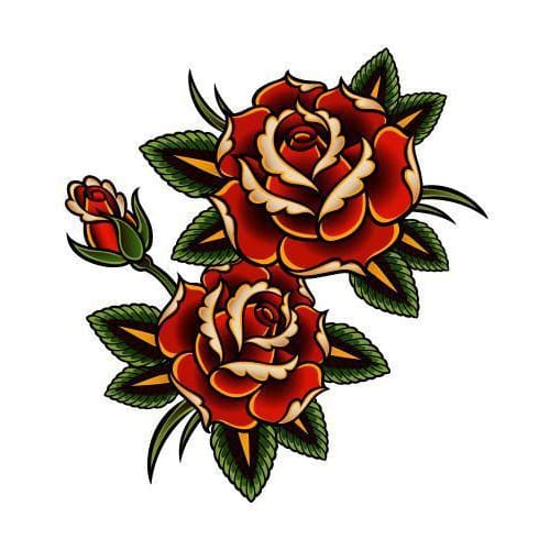 Traditional Tattoo Rose - Temporary Tattoo