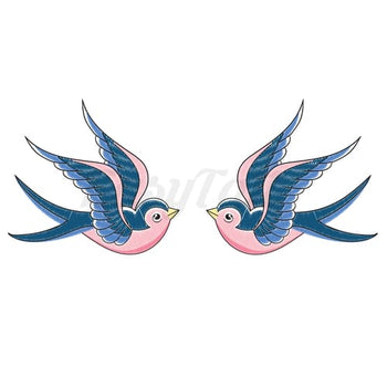 Twin Swallows - Temporary Tattoo
